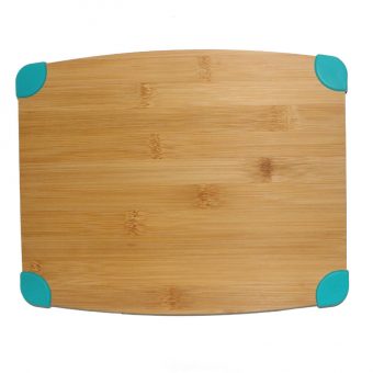 Natural Bamboo Cutting Board with Non Slip Silicone feet